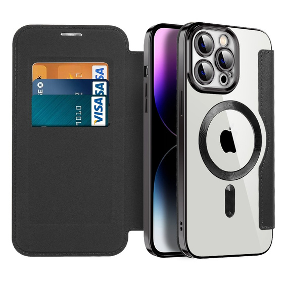 Flip case for iPhone 14 Pro Max, RFID Wallet MagSafe CamShield, black