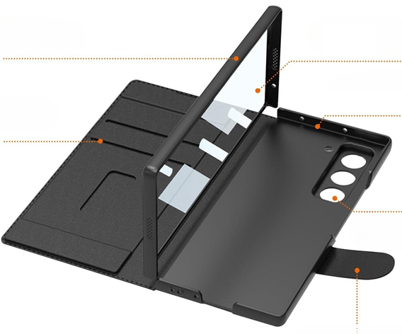 Wallet case with flap carbon black for Samsung Galaxy Z Fold 7 5G