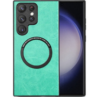 Case for Samsung Galaxy S23 Ultra, Leather Hybrid MagSafe, green