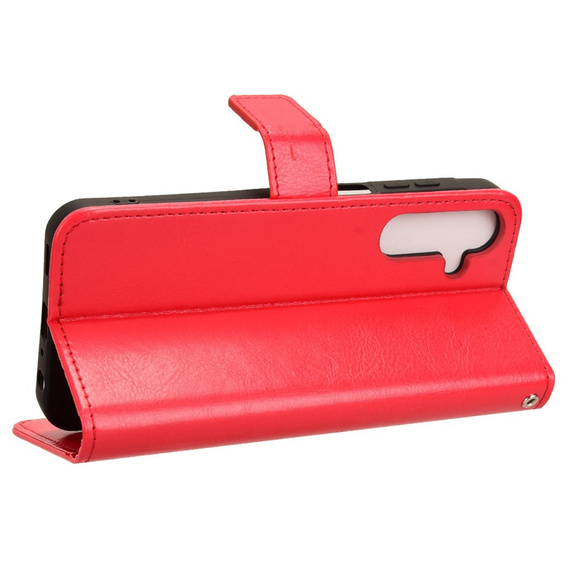 Flip case for Samsung Galaxy M55 5G, Crazy Horse Wallet, red