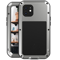 Love Mei Case for iPhone 12, armored with glass, grey