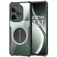Case for Realme GT 6 / 6T, with magnetic sheet, transparent / black