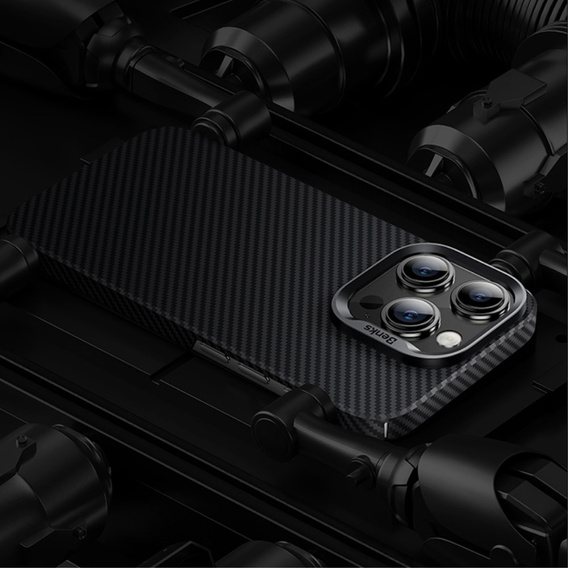 BENKS Kevlar Case voor iPhone 15 Plus, Carbon Fiber, black