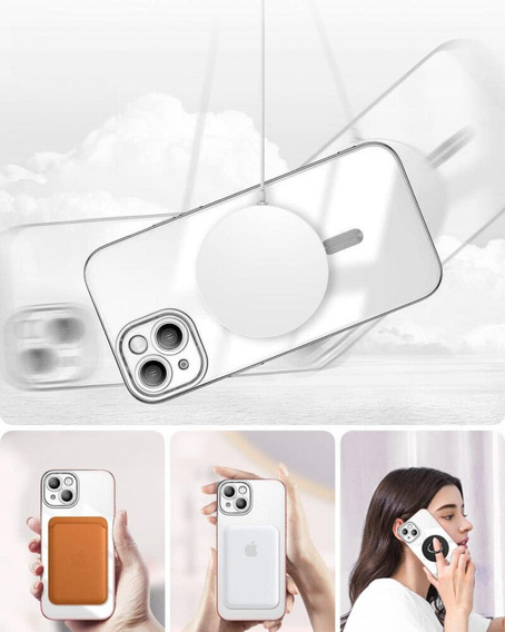 Case for iPhone 14 Plus, Electro MagSafe, silver + Screen Glass
