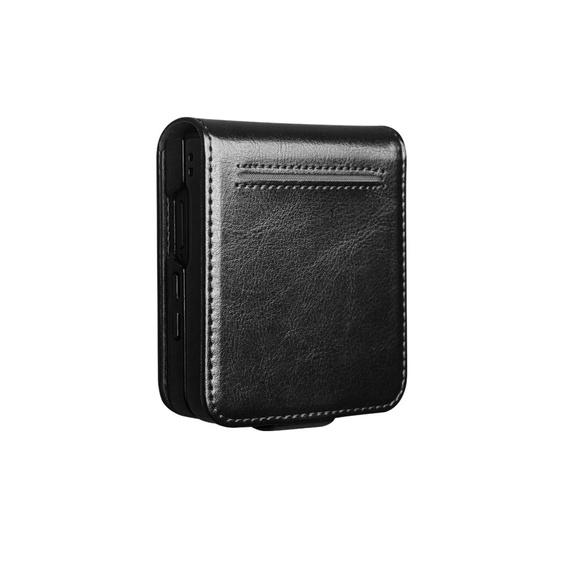 Leather wallet case black for Samsung Galaxy Z Flip7