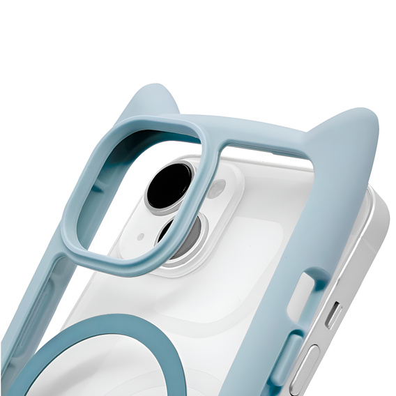 Case for iPhone 15, for MagSafe, Cute Cat, blue + Screen Glass