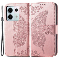 Flip case for Xiaomi Redmi Note 13 Pro 5G, Butterfly, pink rose gold