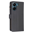 Flip case for Xiaomi Redmi 13C / Poco C65, Wallet Zipper Pocket, black