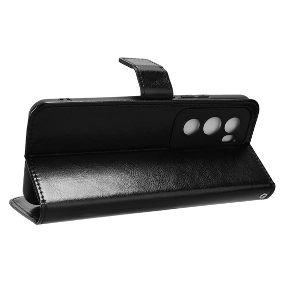 Flip case for Oppo Reno 12, Crazy Horse Wallet, black