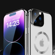 Magnetic Dual Glass MagSafe case for iPhone 15 Pro Max, silver