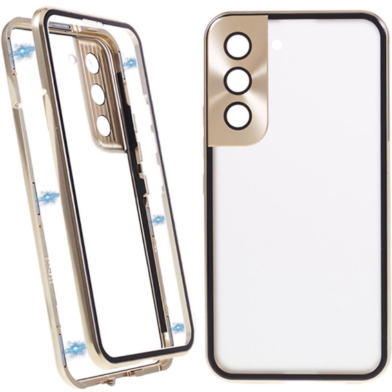 Case for Samsung Galaxy S22, Magnetic Dual Glass, gold