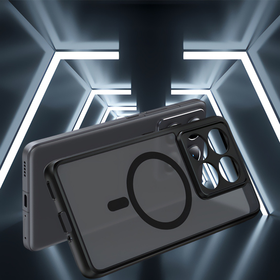 Case for Xiaomi 14T Pro, for MagSafe, ERBORD Matt Case, black + Screen Glass