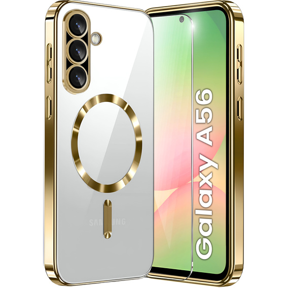Case for Samsung Galaxy A56, Electro MagSafe, gold + Screen Glass