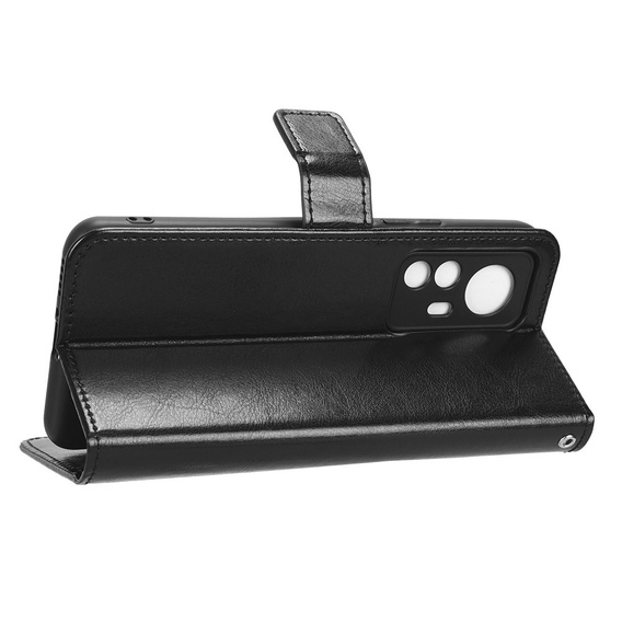 Flip case for Xiaomi 12T, Crazy Horse Wallet, black