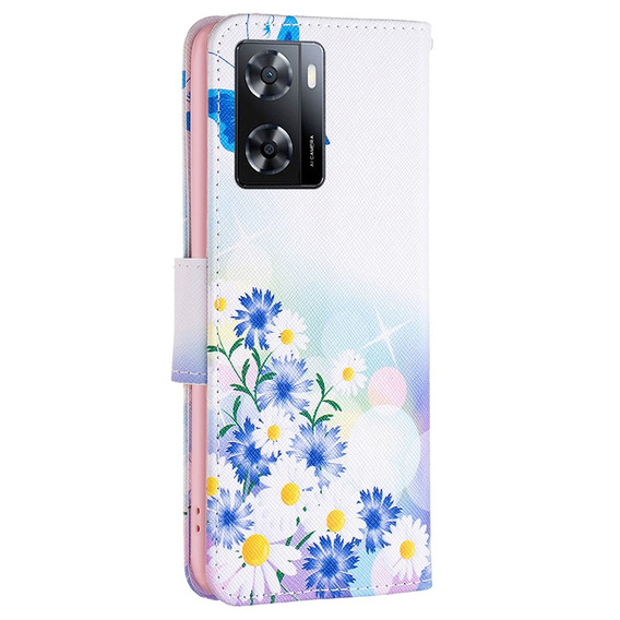 Flip case for OPPO A57 / A57s, Wallet, butterfly & flowers, white
