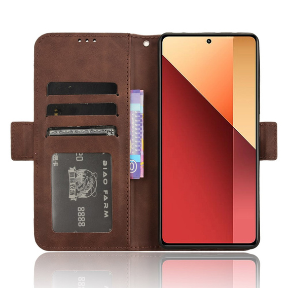 Flip case for Xiaomi Redmi Note 13 Pro 4G / Xiaomi Redmi Note 14S / Xiaomi Poco M6 Pro 4G, Card Slot, brown