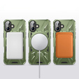 Case for iPhone 16, armored with stand and handle plate, green