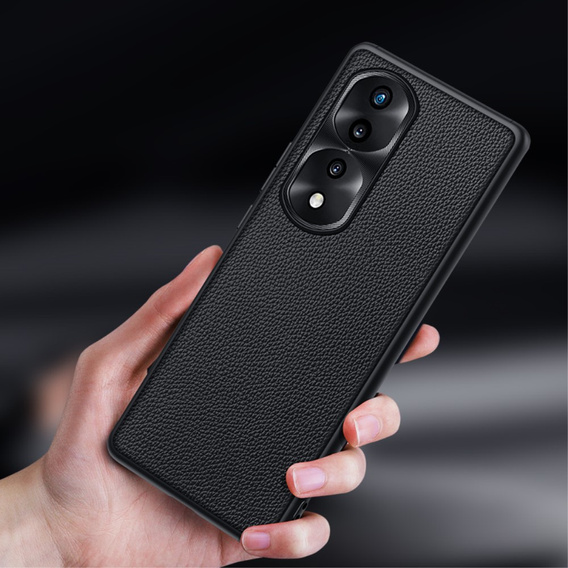 Leather case for Honor 70 5G, leather hybrid, black