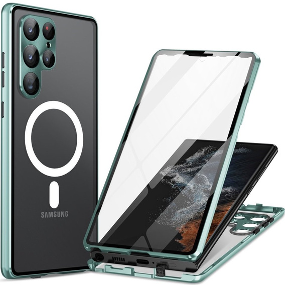 Magnetic Dual Glass MagSafe case for Samsung Galaxy S23 Ultra, green