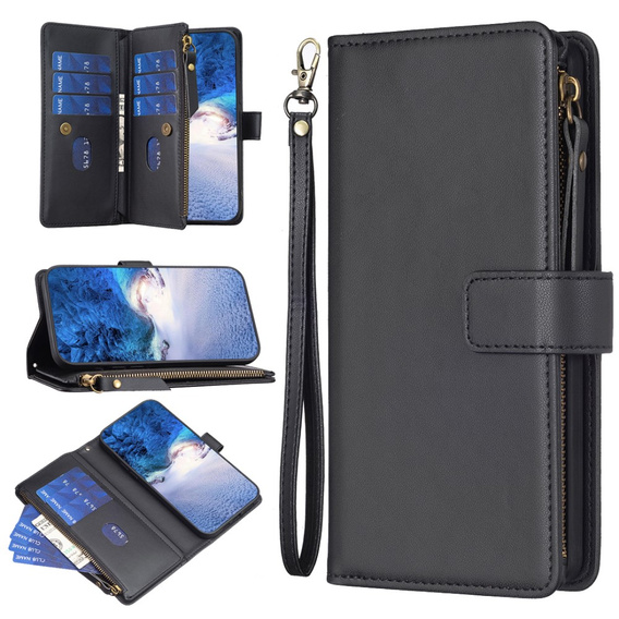Flip case for Xiaomi Redmi Note 13 Pro 4G / Xiaomi Redmi Note 14S / Xiaomi Poco M6 Pro 4G, Wallet Zipper Pocket, black