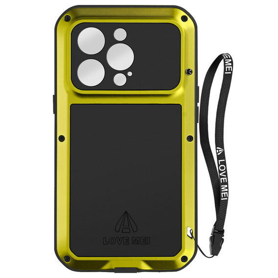 Love Mei Case for iPhone 14 Pro, armored with glass, yellow