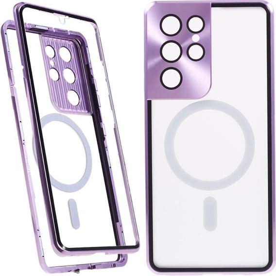 Magnetic Dual Glass MagSafe case for Samsung Galaxy S21 Ultra, purple