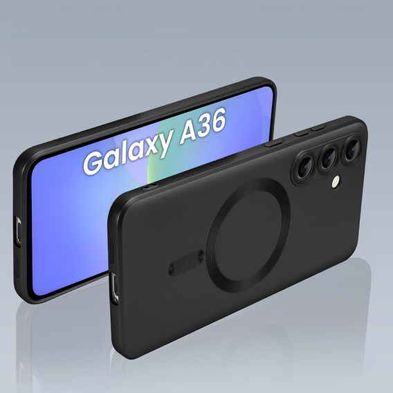 Case for Samsung Galaxy A36, ColorMag, for MagSafe, black + 9H tempered glass
