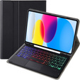 Case with illuminated bluetooth touchpad keyboard for iPad 10.9" 2022 (10 gen.), black