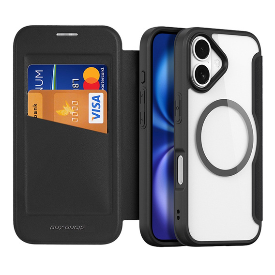 Dux Ducis case for iPhone 17, Skin X Pro, with flap, for MagSafe, black