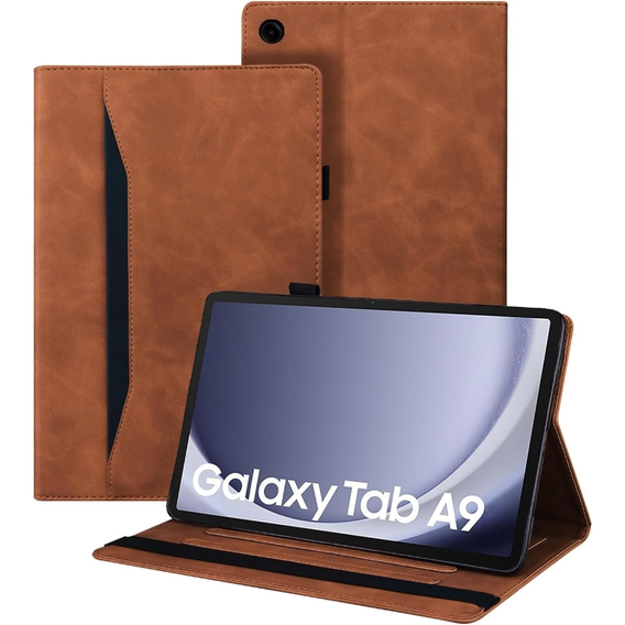 Case for Samsung Galaxy Tab A9, Classic, with space for stylus, brown