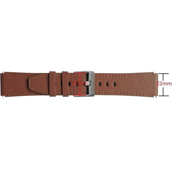 22mm Genuine Leather Coated Silicone Watch Band - Brown