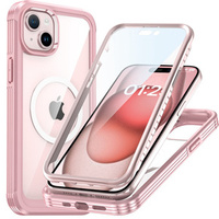 Case for iPhone 15 Plus, Armor Full Protect 360° to MagSafe, screen glass, pink rose gold