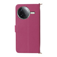 Crossbody Leather Wallet flip case for Xiaomi Poco F7 Ultra, maroon