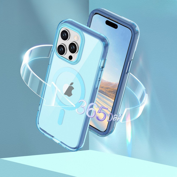 Case for iPhone 16 Pro, Shockproof Hybrid, with screen film, for MagSafe, blue