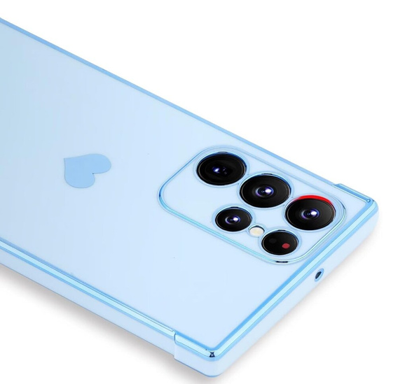 Case for Samsung Galaxy S23 Ultra, Electro heart, blue + Full Glue Ceramic Glass