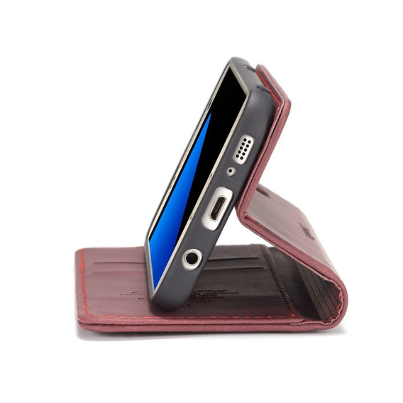 CASEME case for Samsung Galaxy S7, Leather Wallet Case, maroon