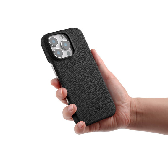 MELKCO case for iPhone 16 Pro, leather, black