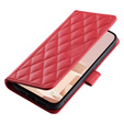 Flip case for iPhone 16 Pro, Rhombus Crossbody Leather, red