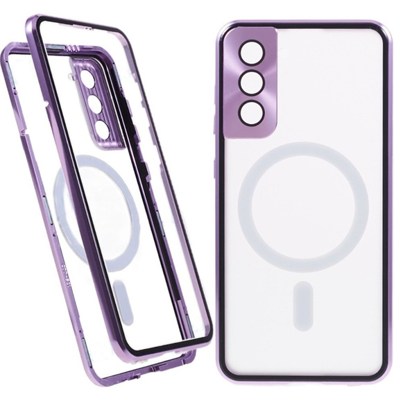 Magnetic Dual Glass MagSafe case for Samsung Galaxy S21, purple