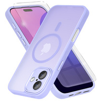 Case for iPhone 16 Plus, for MagSafe, ERBORD Matt Case, purple + Screen Glass