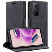 Case for Xiaomi Redmi Note 12S, ERBORD Vintage, wallet with flap, black