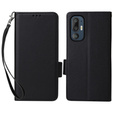 Case for HTC U24 Pro 5G, Wallet Litchi Leather, black