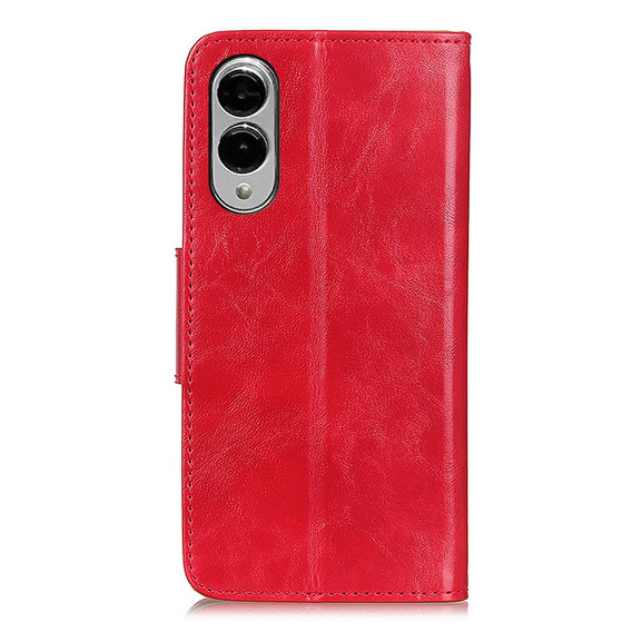 Flip case for Samsung Galaxy S25 Edge, Crazy Horse Wallet, red