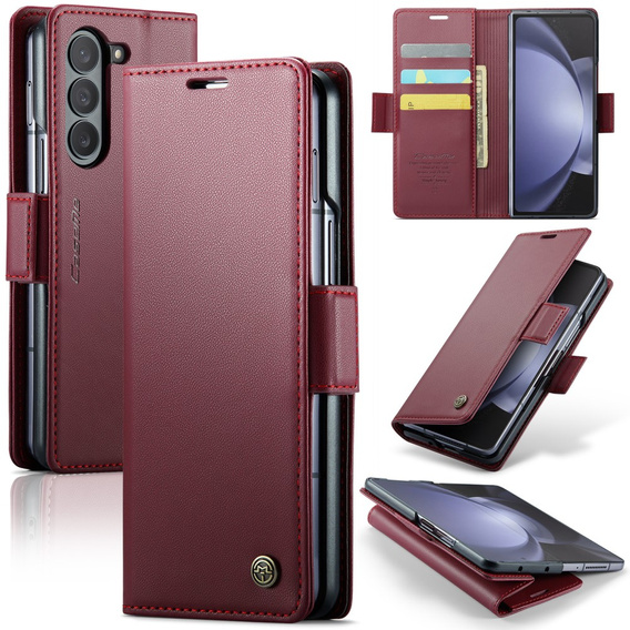 CASEME flip case for Samsung Galaxy Z Fold6 5G, Litchi Wallet, red