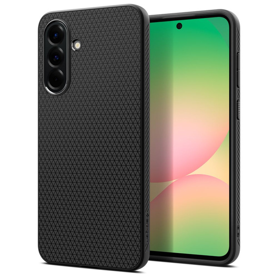 Spigen case for Samsung Galaxy A56 5G, Liquid Air, black + 9H Tempered Glass