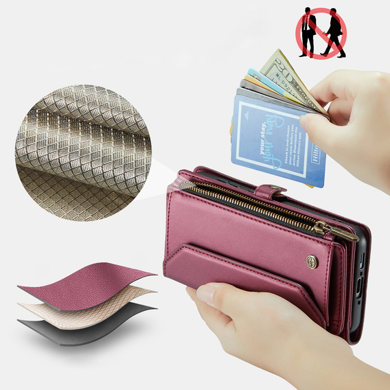 Flap case for Samsung Galaxy A17 5G, wallet case with lock and straps - red