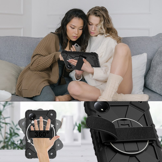 Children's case for Xiaomi Redmi Pad SE 8.7", armored with strap, black