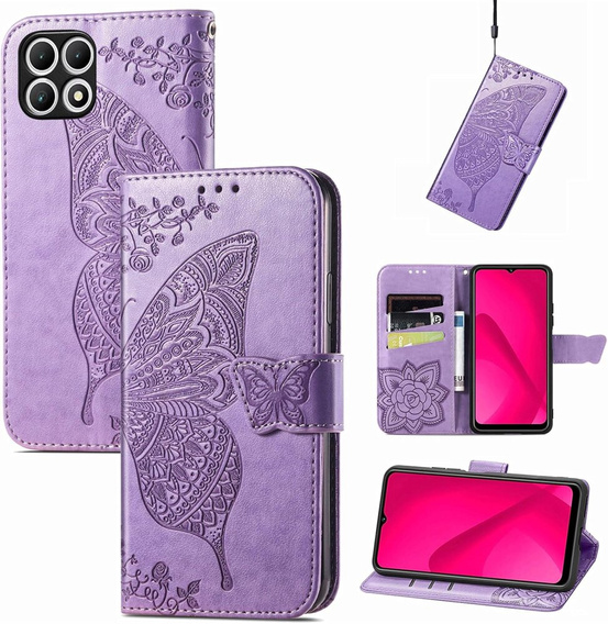 Flip case for T Phone 2 5G, Butterfly, purple