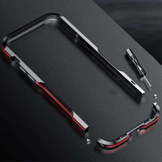 Case LUPHIE for iPhone 14, Armor Bumper, black / red