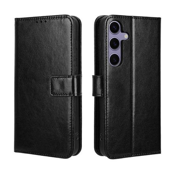 Flip case for Samsung Galaxy S25 FE, Crazy Horse Wallet, black